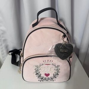 Juicy Couture Light Pink Backpack with Heart Charm